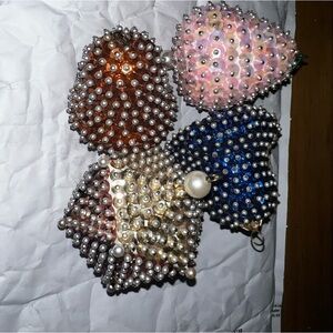Set of 4 Vintage sequined ornaments